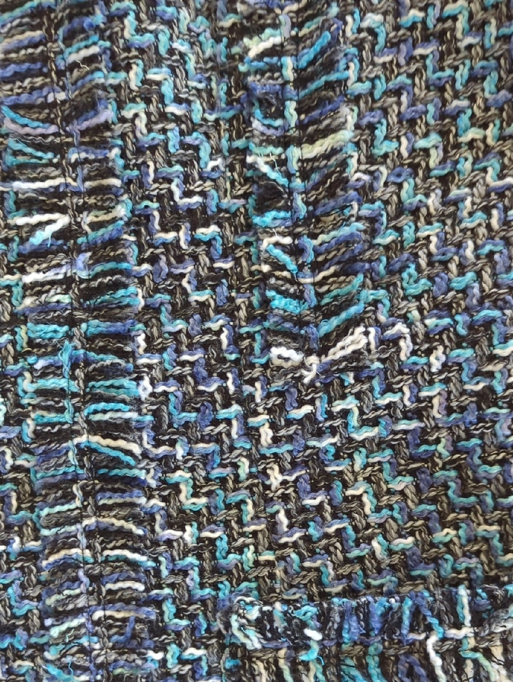 Textured Blue Tweed Shift Dress - Picture 3 of 4